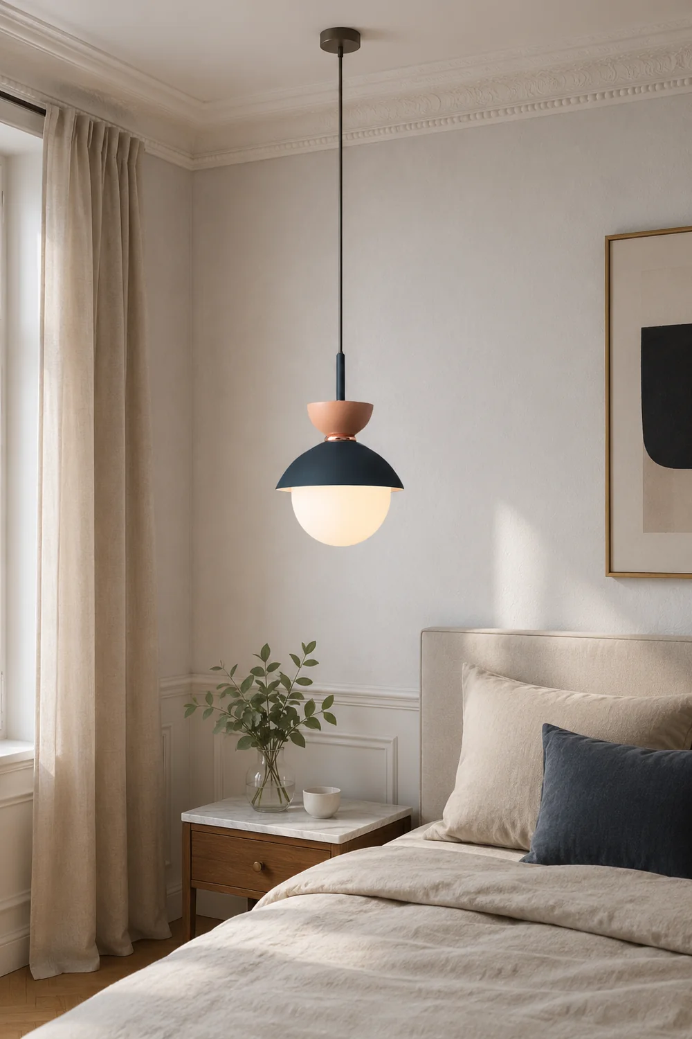 Morandi Nordic Minimalist Globe Pendant Light, Pink/Gray/Light Blue/Navy - Lumpaz