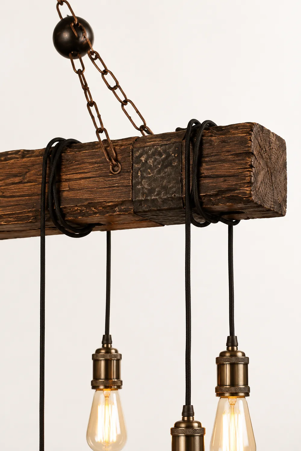 Alessio Linear Retro Wood Pendant Light, Bronze - Lumpaz