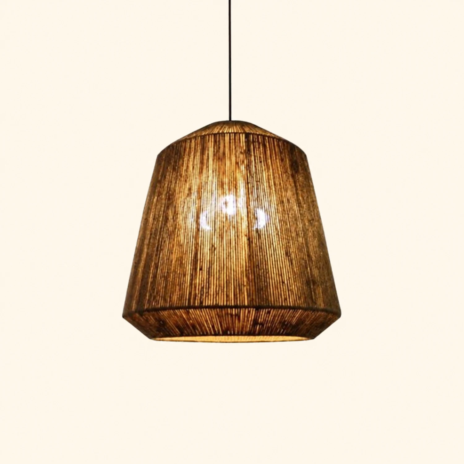 Rustic Lantern Metal/Rope Pendant Light, Gray, Restaurant - Lumpaz