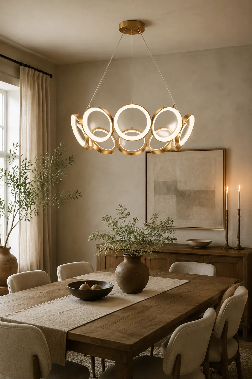 Arisha Luxury Ring Metal Pendant Light, Gold - Lumpaz