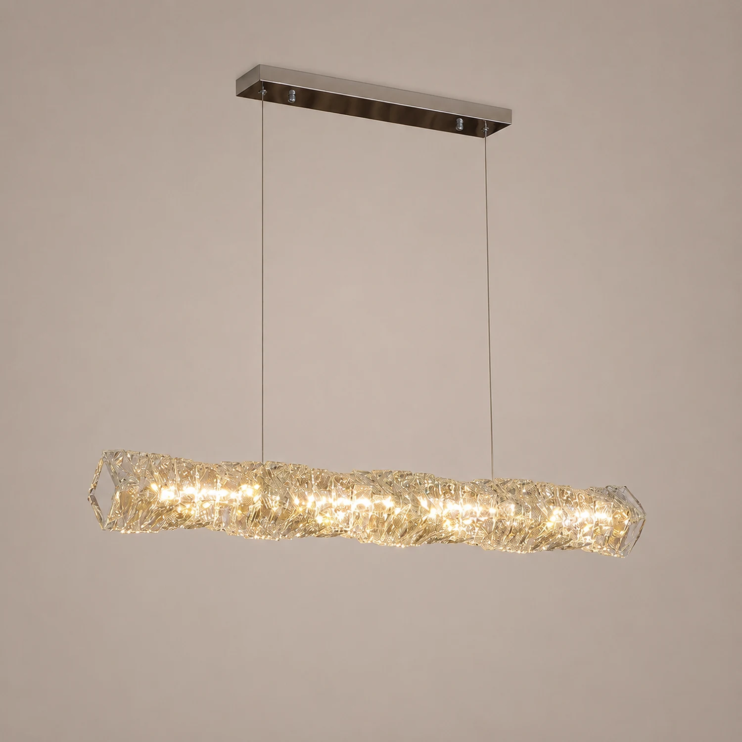 Kristy Crystal Sliver and Gold Pendant Light, Stainless Steel - Lumpaz