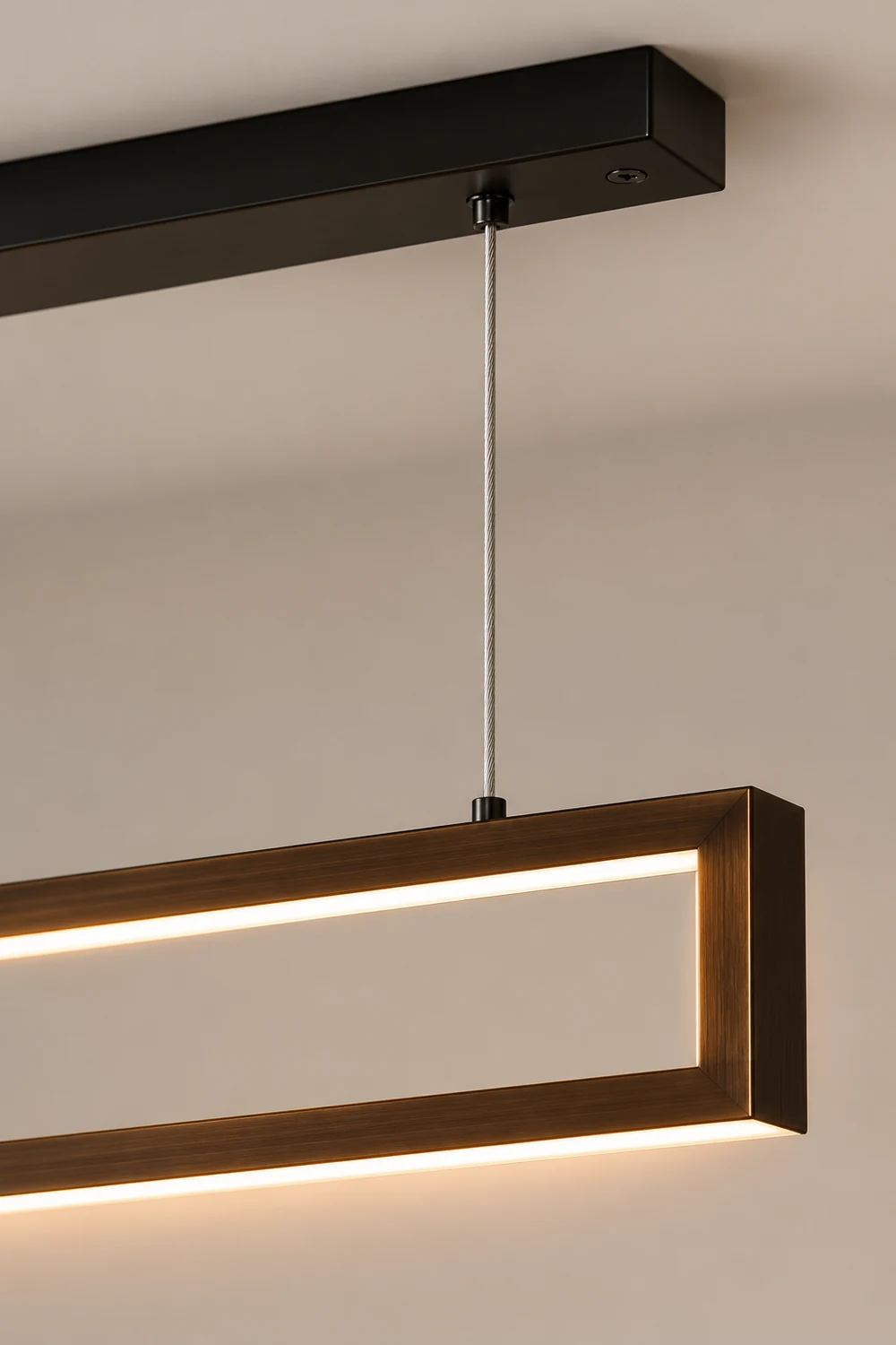 Edge Modern Metal Vertical Rectangular Pendant Light, Black - Lumpaz