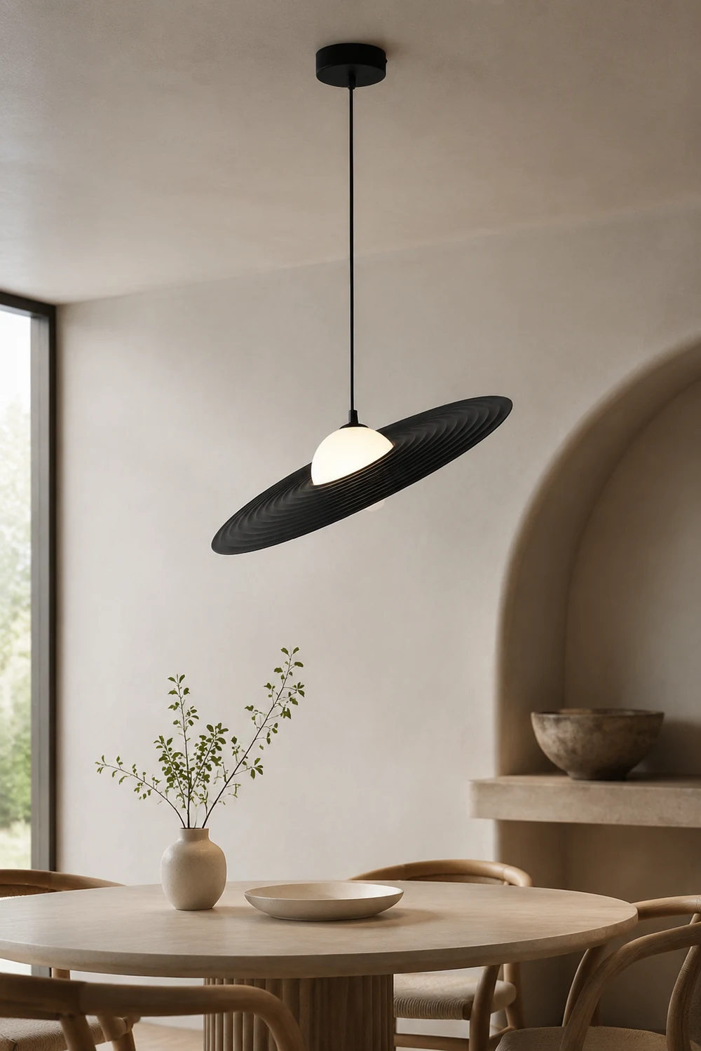 Cairns Minimalist Star Ring Metal Pendant Light,Black/White - Lumpaz