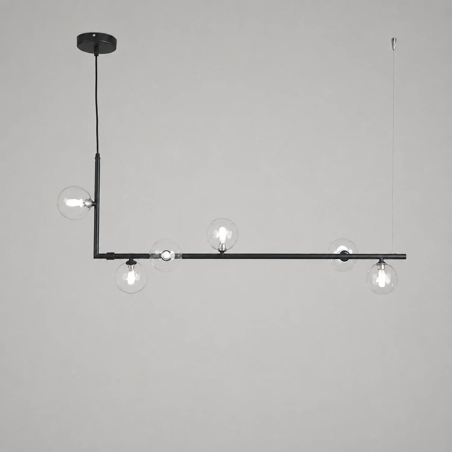 Valentina Minimalist Linear Pendant Light, Black & Gold, 6/8 Heads - Lumpaz