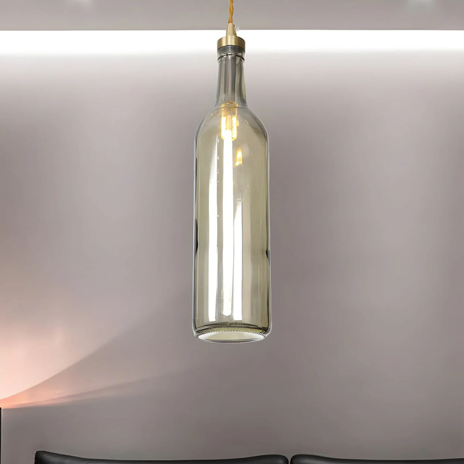 Hailie Industrial Wine Bottle Glass Pendant Light, Colorful - Lumpaz