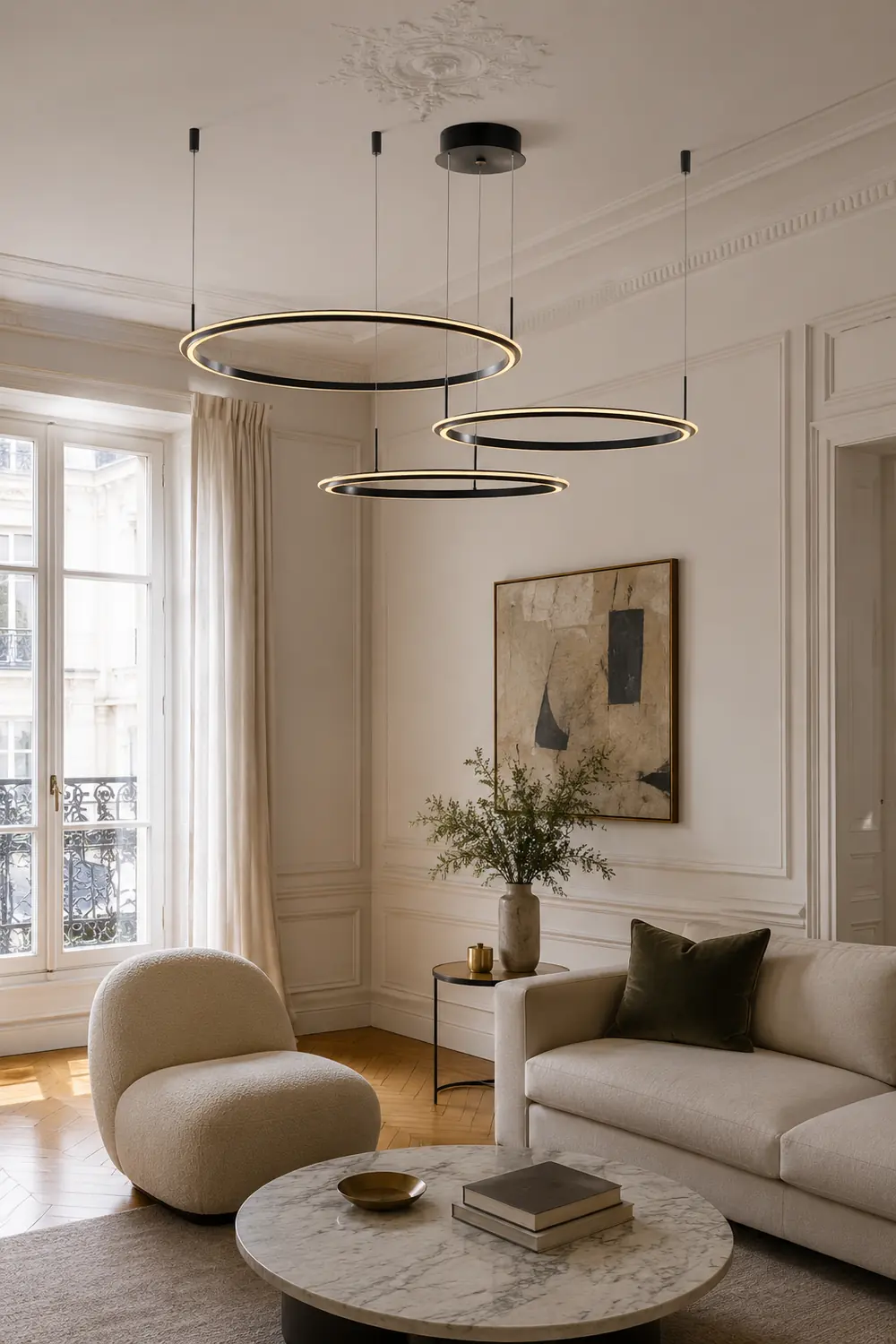 Arisha Minimalist Ring Metal Pendant Light, Black - Lumpaz