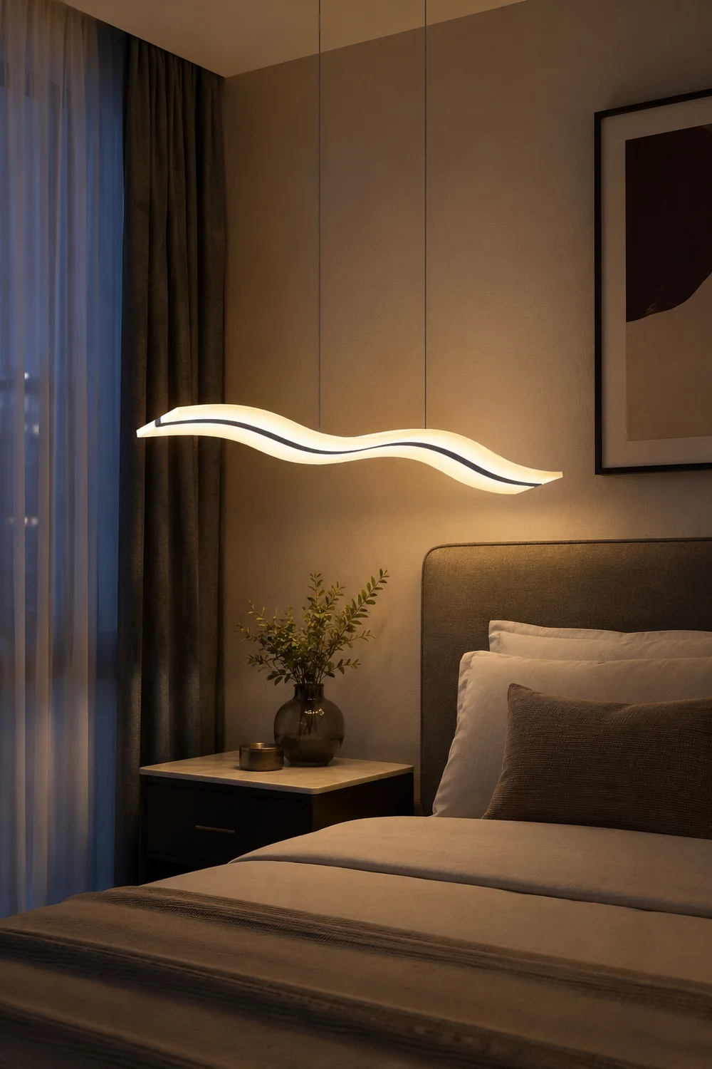Modern Nordic Acrylic Wave Pendant Light, Black/White - Lumpaz