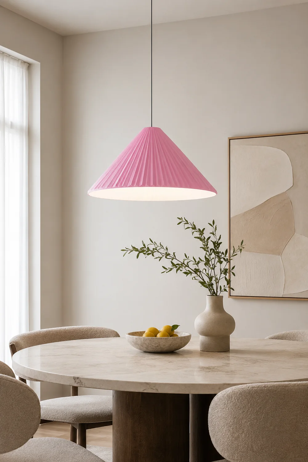Cairns Modern Nordic Triangle Metal/Resin Pendant Light, White/Pink/Blue - Lumpaz