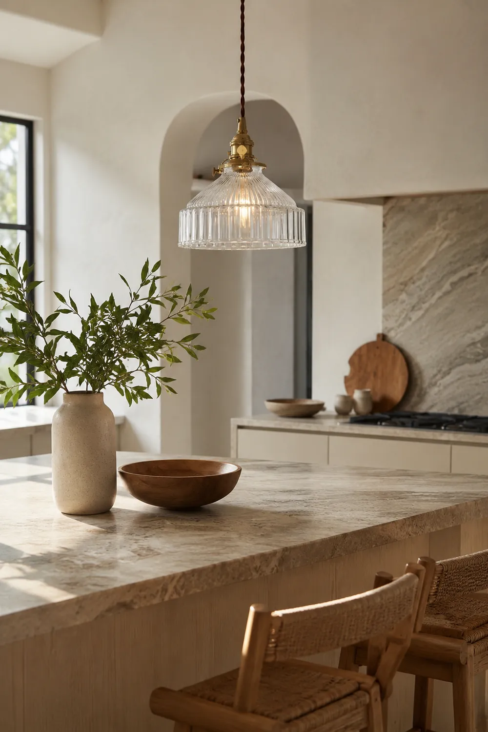 Cairns Pendant Light Dome Vintage, Glass, Brass/Black, Dining Room - Lumpaz