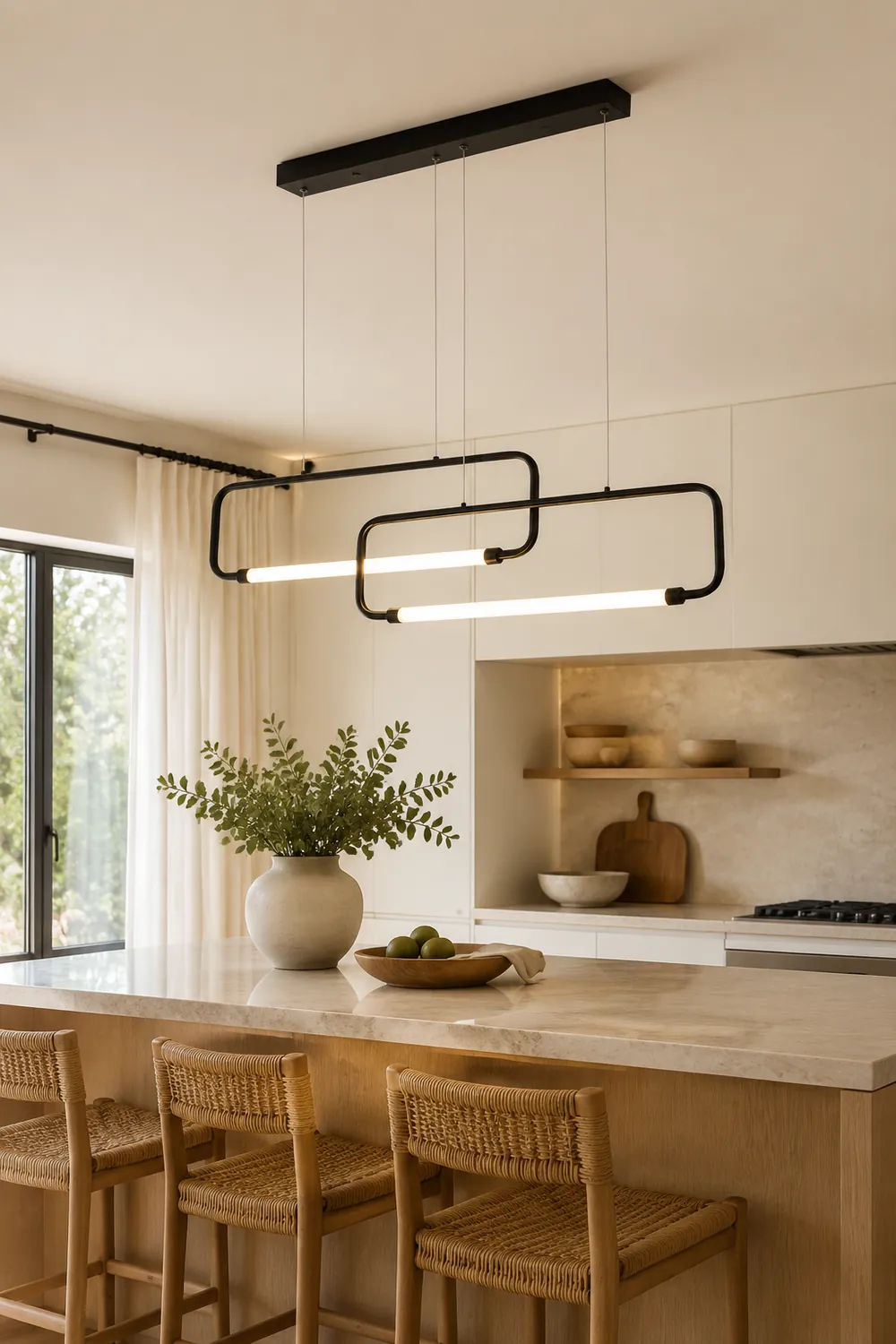 Bouvet Modern Minimalist Double-Rectangular Metal/Acrylic Pendant Light, Black/Gold - Lumpaz