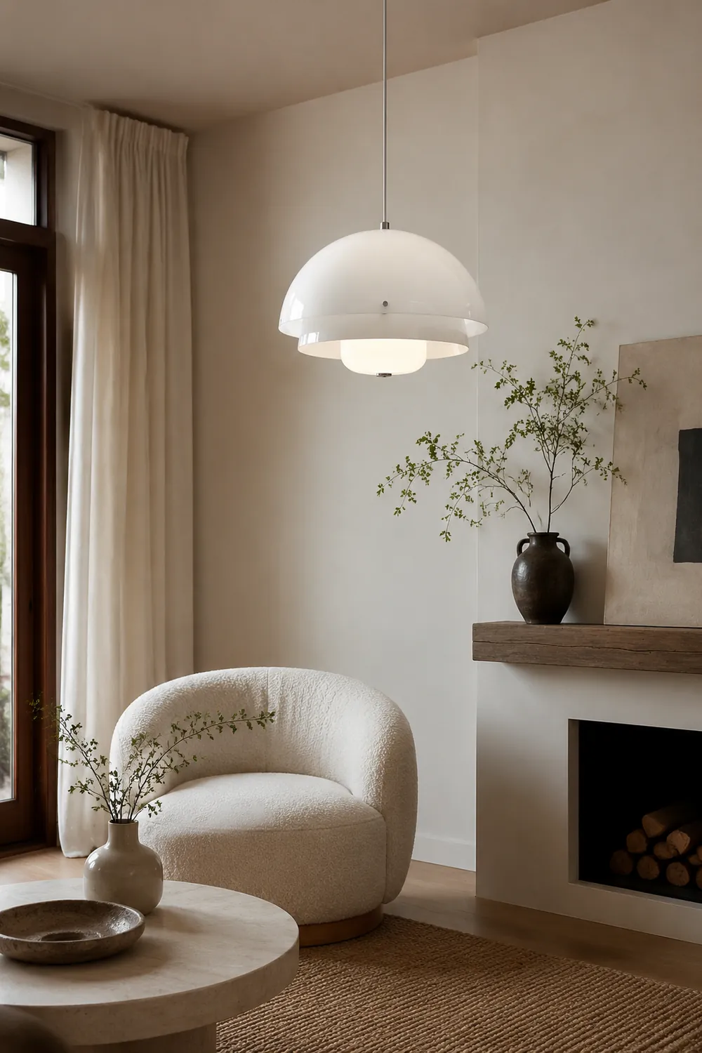 Hailie Dome Shape White Pendant Light - Lumpaz