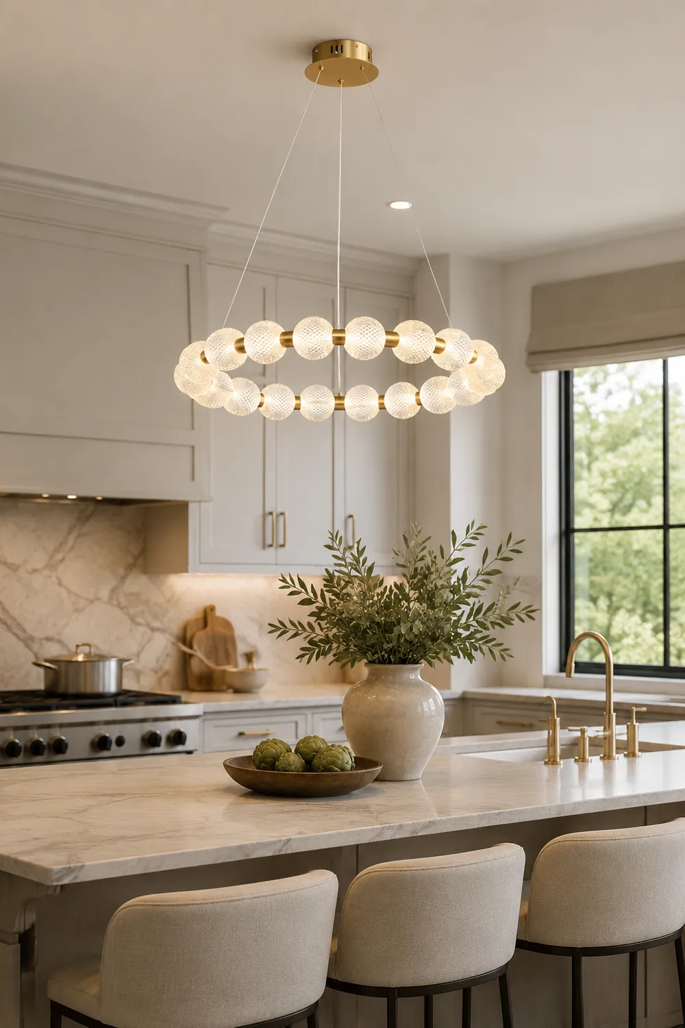 Marilyn Design Ring Metal Pendant Light, Gold, Aluminium/Acrylic - Lumpaz