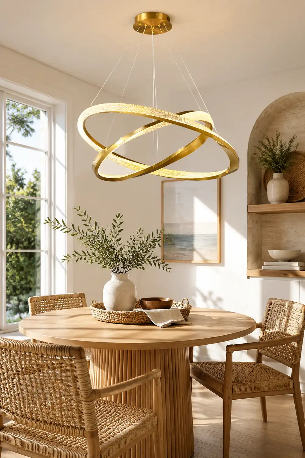 Arisha Minimalist  Ring Spiral Shape Metal Pendant Light,Gold - Lumpaz