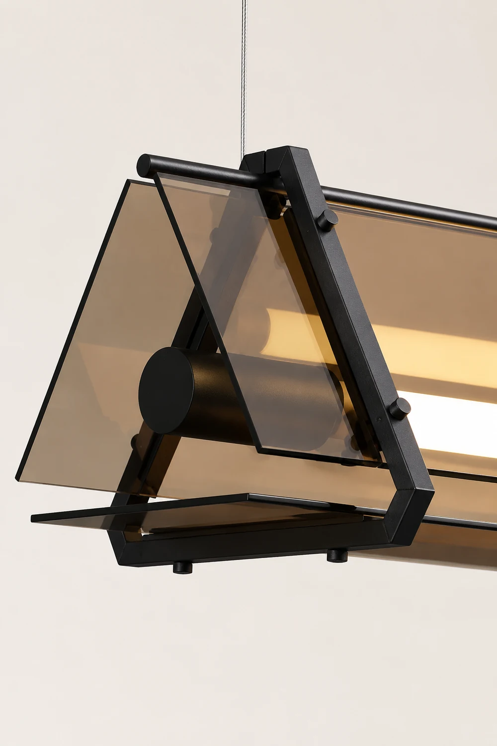 Edge Industrial Triangle Metal/Glass Pendant Light, Gold - Lumpaz