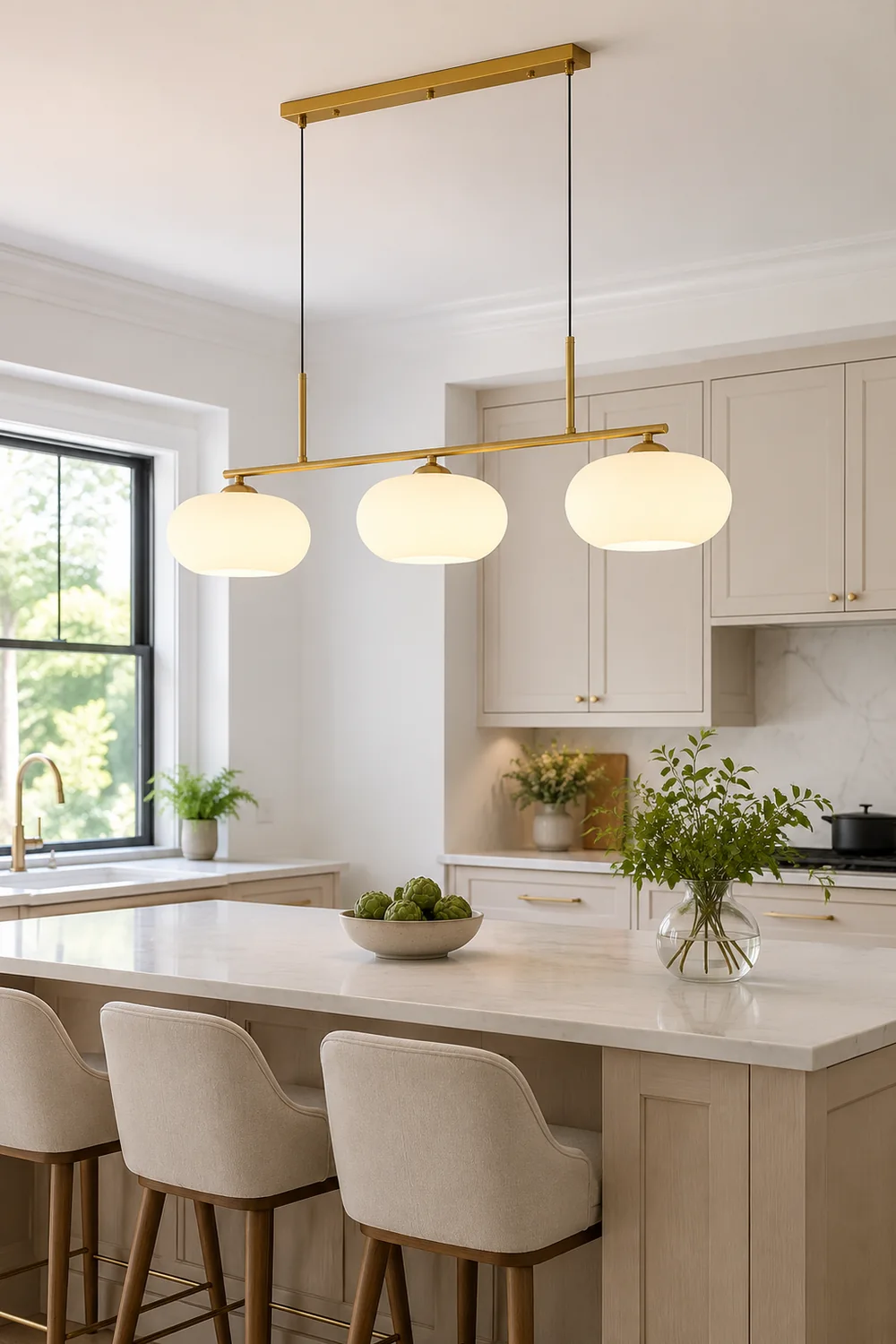 Hailie Cream Cluster Pendant Light, 3 Heads - Lumpaz