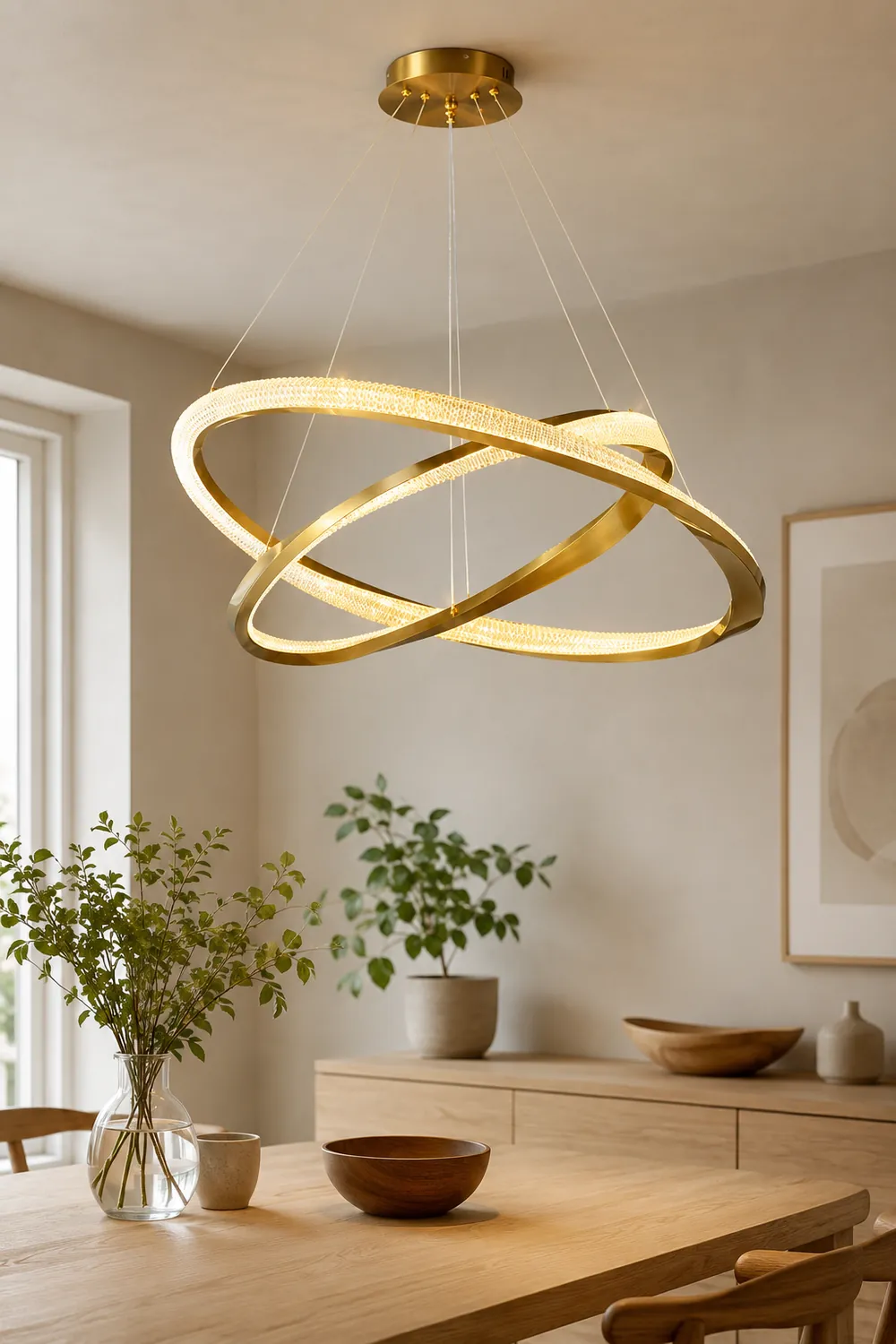 Arisha Minimalist  Ring Spiral Shape Metal Pendant Light,Gold - Lumpaz
