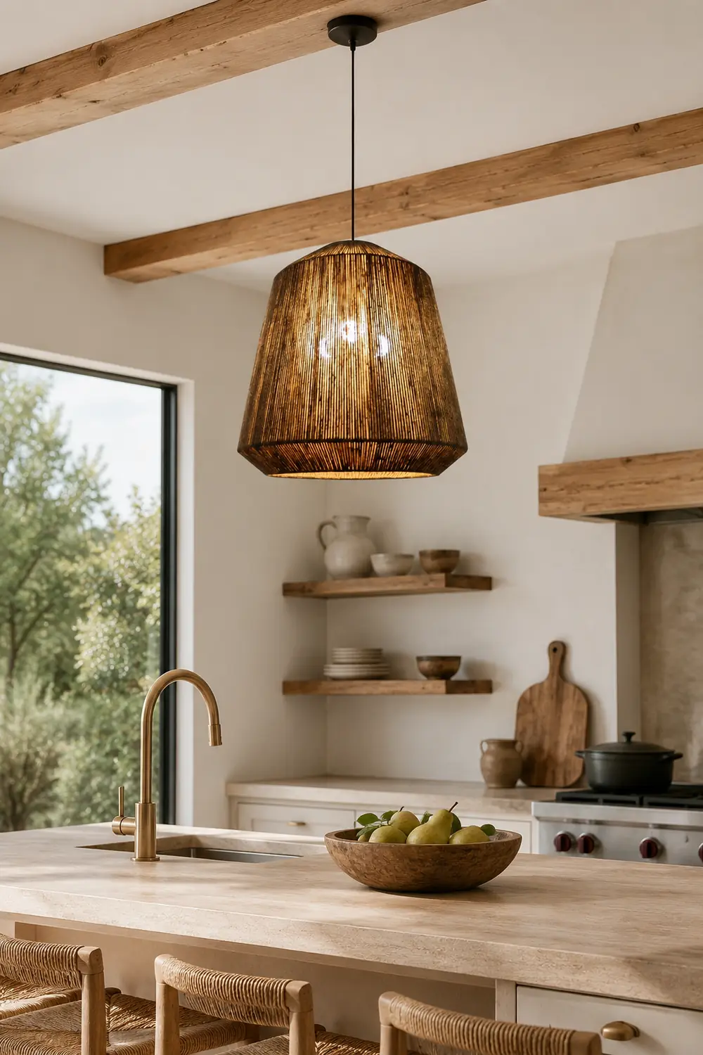 Rustic Lantern Metal/Rope Pendant Light, Gray, Restaurant - Lumpaz