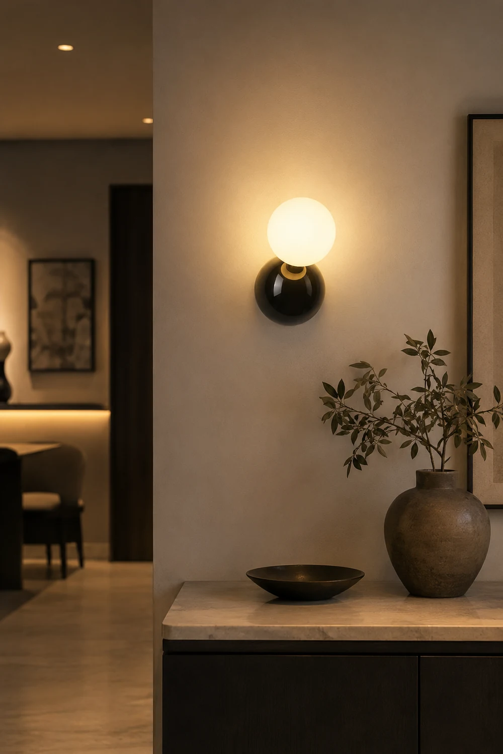 Valentina Modern LED Wall Lamp Black White Metal Living Room - Lumpaz