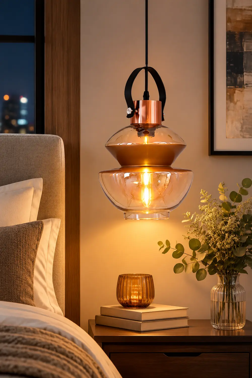 Alessio Copper Clear Glass Pendant Light - Lumpaz