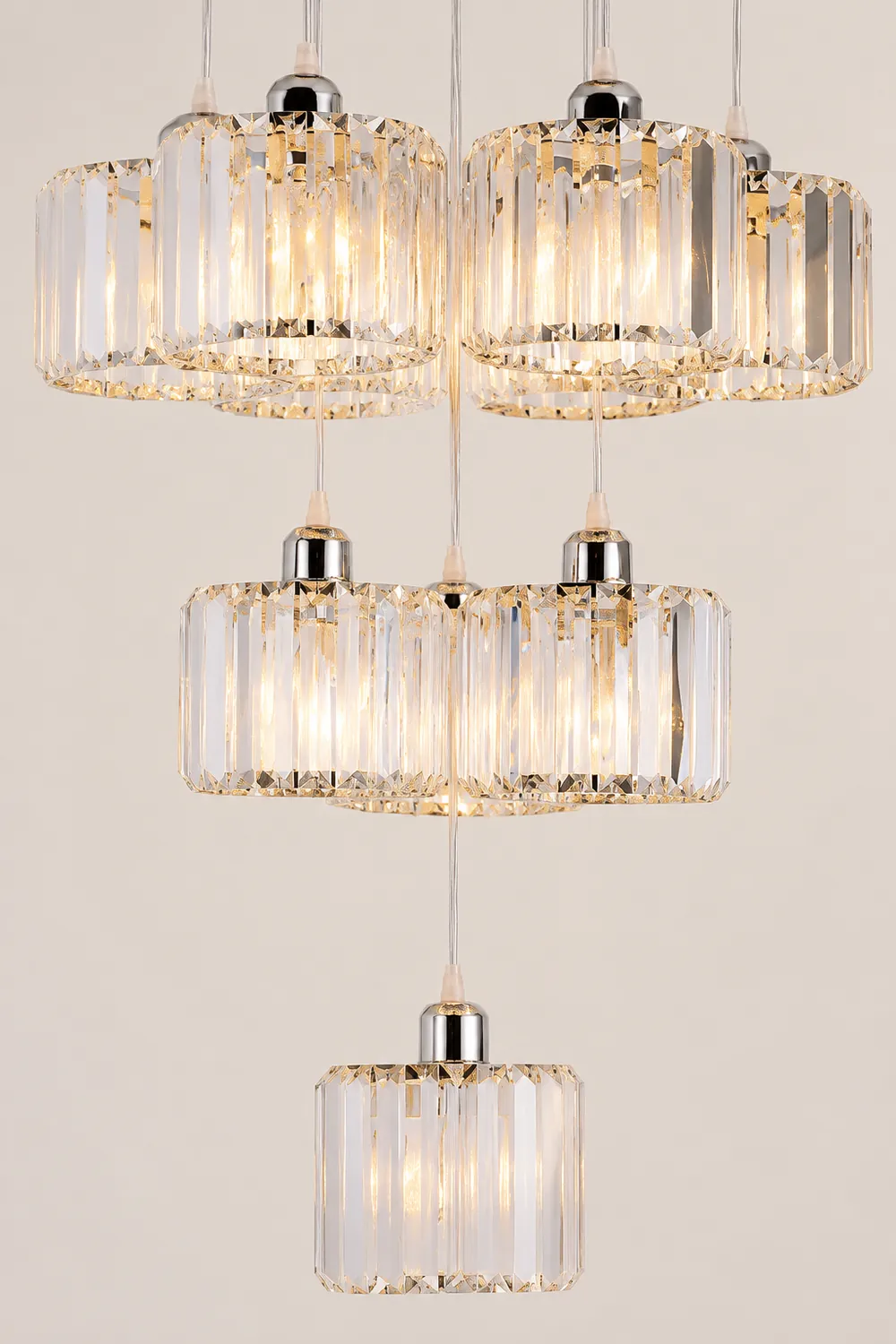 Hailie Modern Column Crystal Pendant Light, Clear, Stairs/Dining Room - Lumpaz