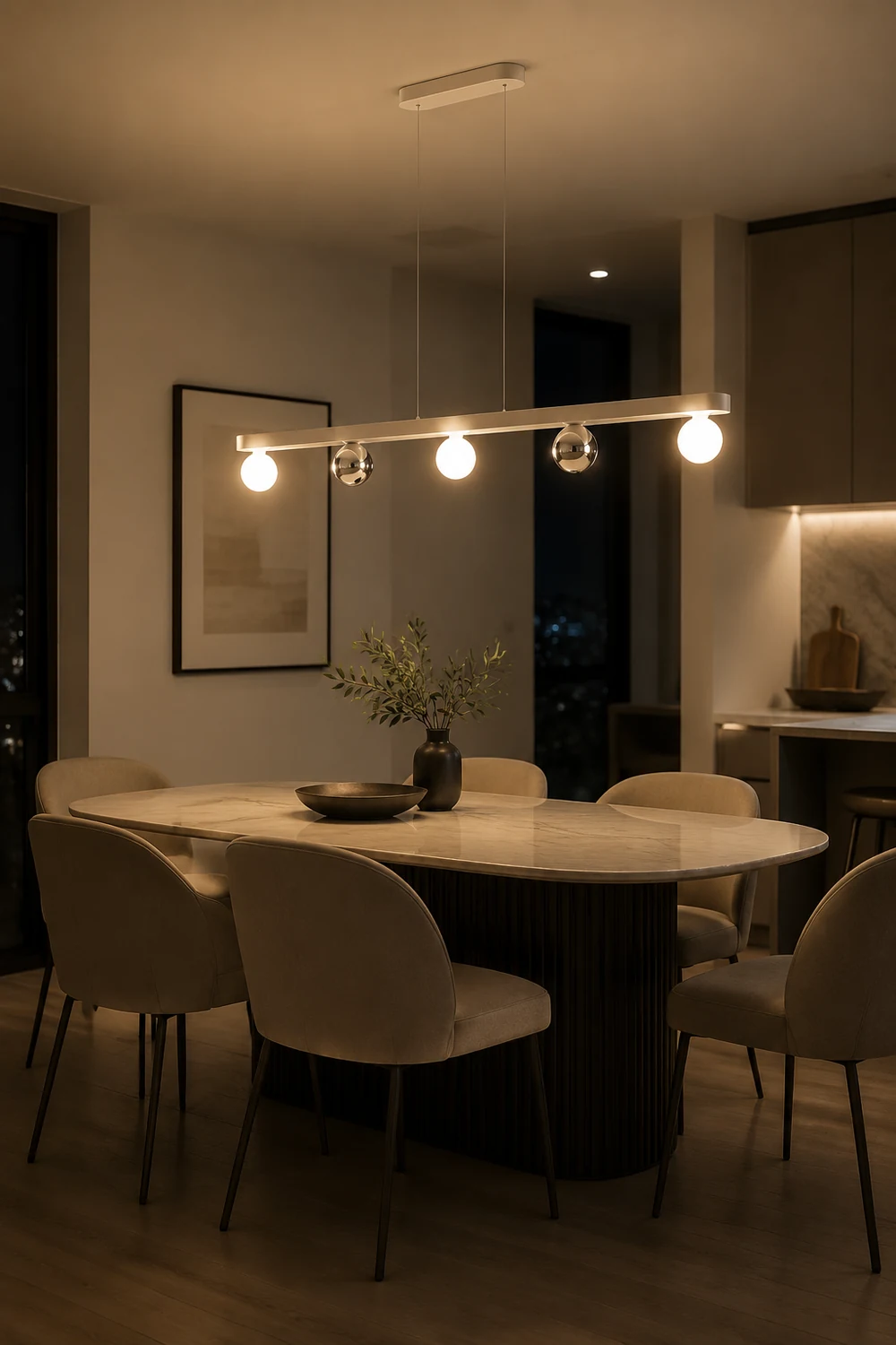 Valentina Pendant Light Multi Globe Modern, Metal/Acrylic, Silver, Dining Room - Lumpaz