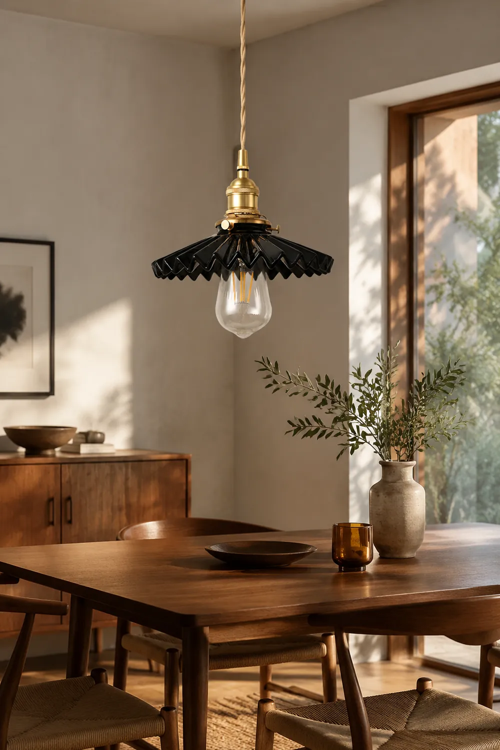 Alessio Industrial Vintage Rustic Metal Pendant Light, Black/White - Lumpaz