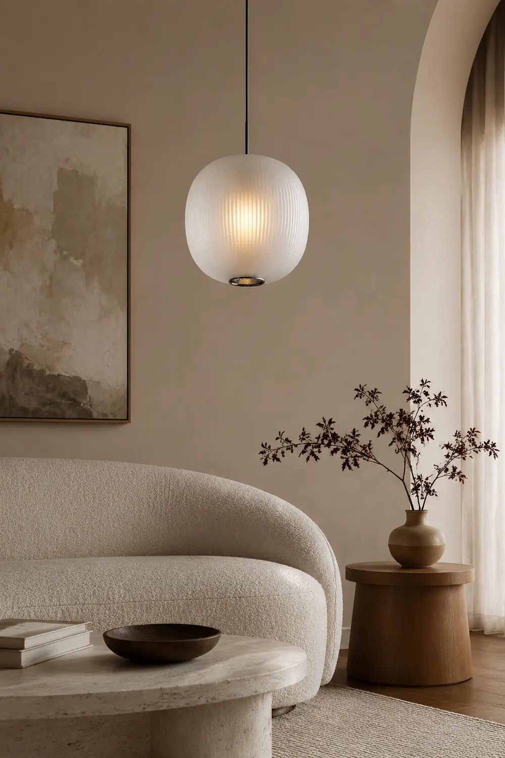 Hailie Frosted Glass Cylinder Pendant Light, Sandy White/Gray, Metal/Glass - Lumpaz