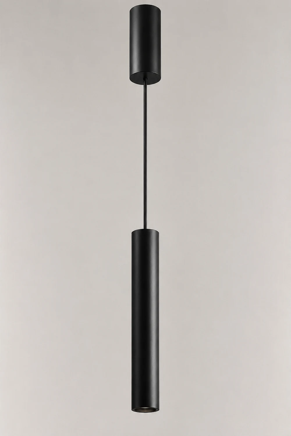 Edge Minimalist Cylinder Black Pendant Light, 9"/11" - Lumpaz
