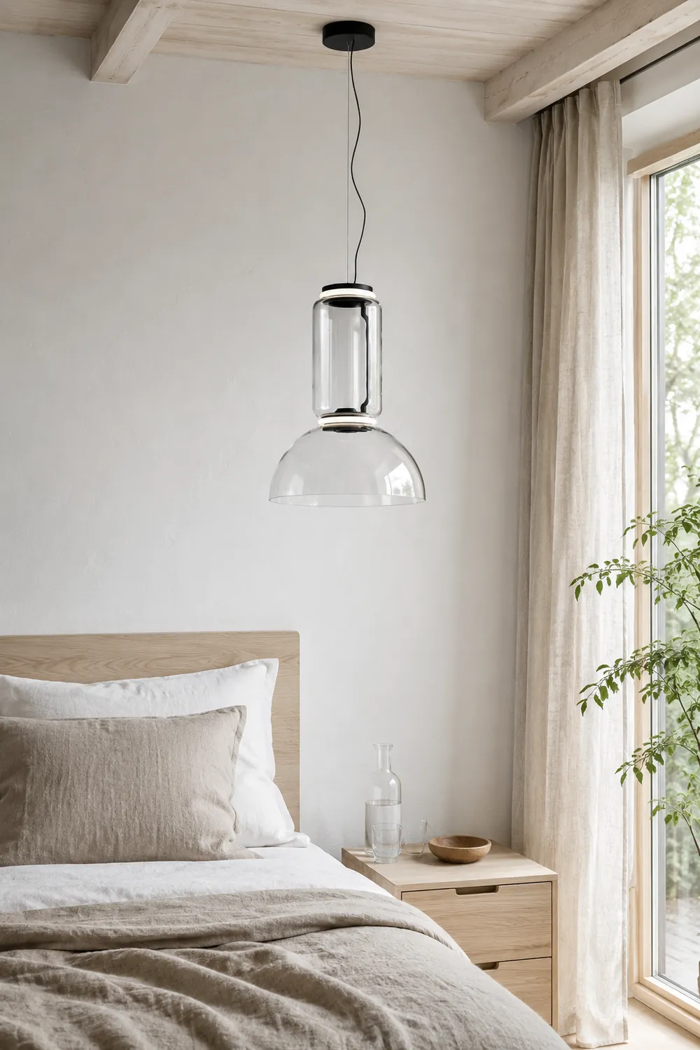 Hailie Minimalist Combination Glass Pendant Light, Clear - Lumpaz