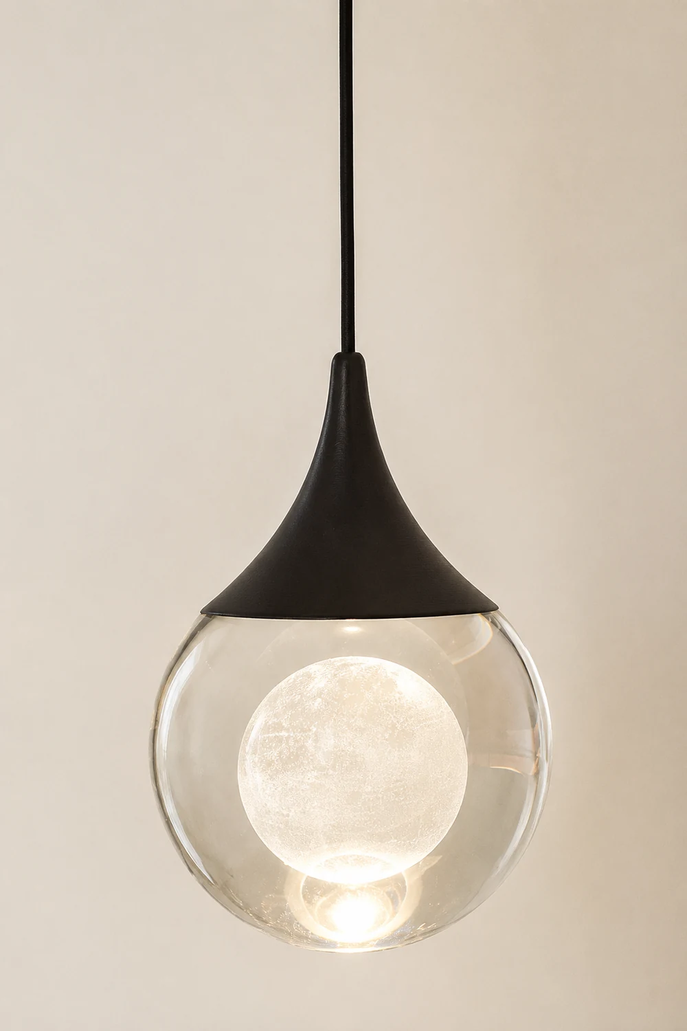 Elif Minimalist Moon Metal Pendant Light,Black - Lumpaz