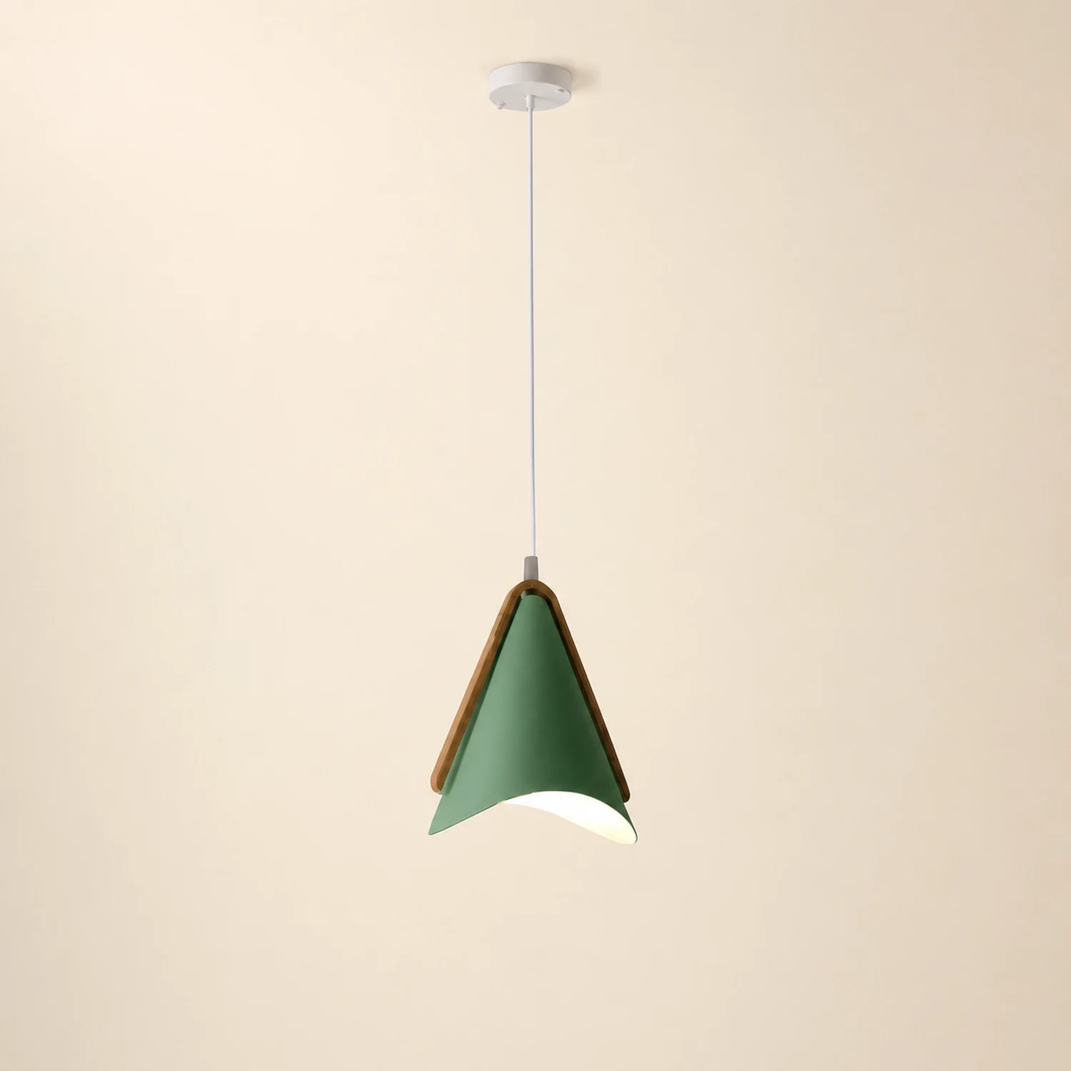 Morandi Modern Cone Pendant Light, Wood/Metal - Lumpaz