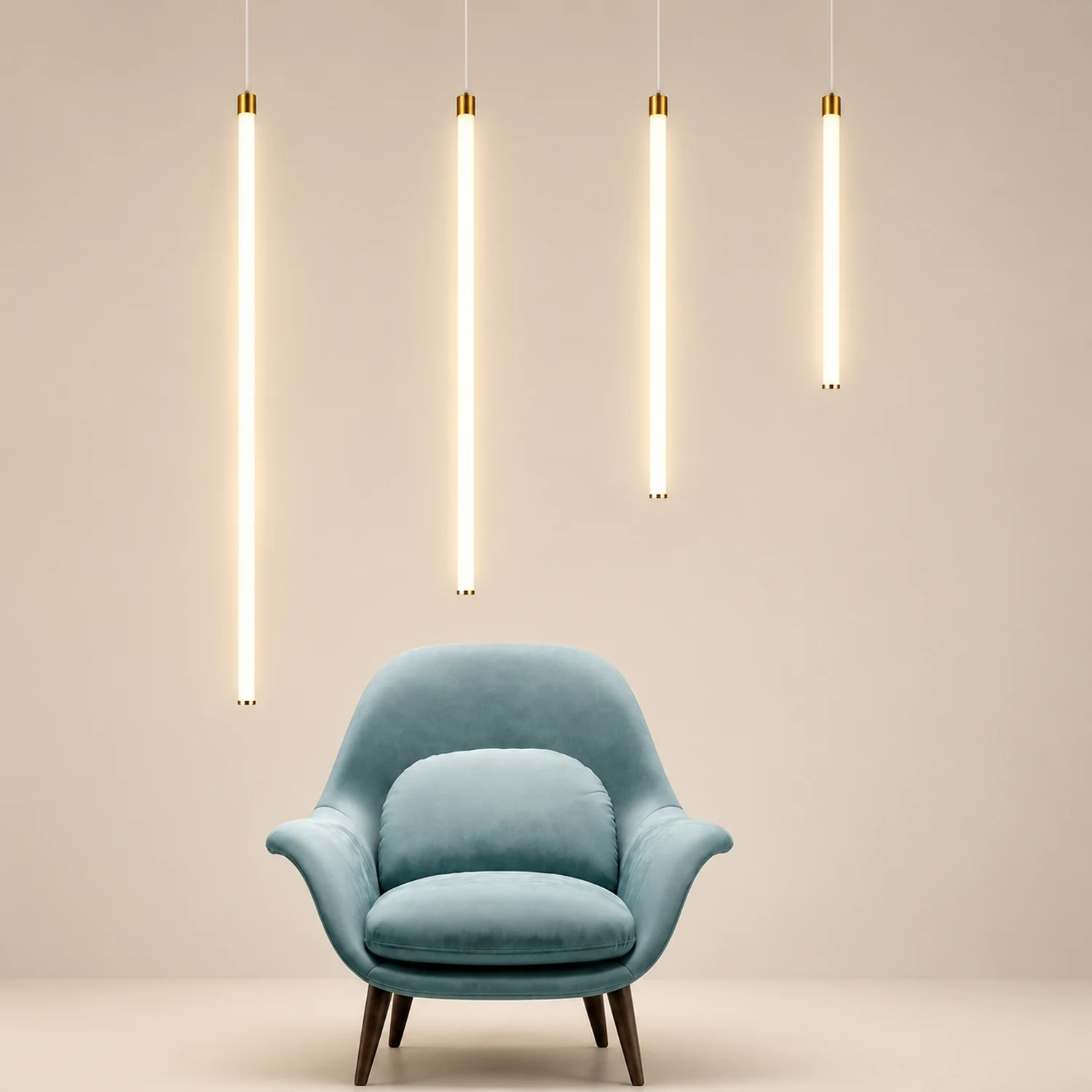 Edge Pendant Light Linear Modern/Minimalist, Acrylic, White, Living Room - Lumpaz