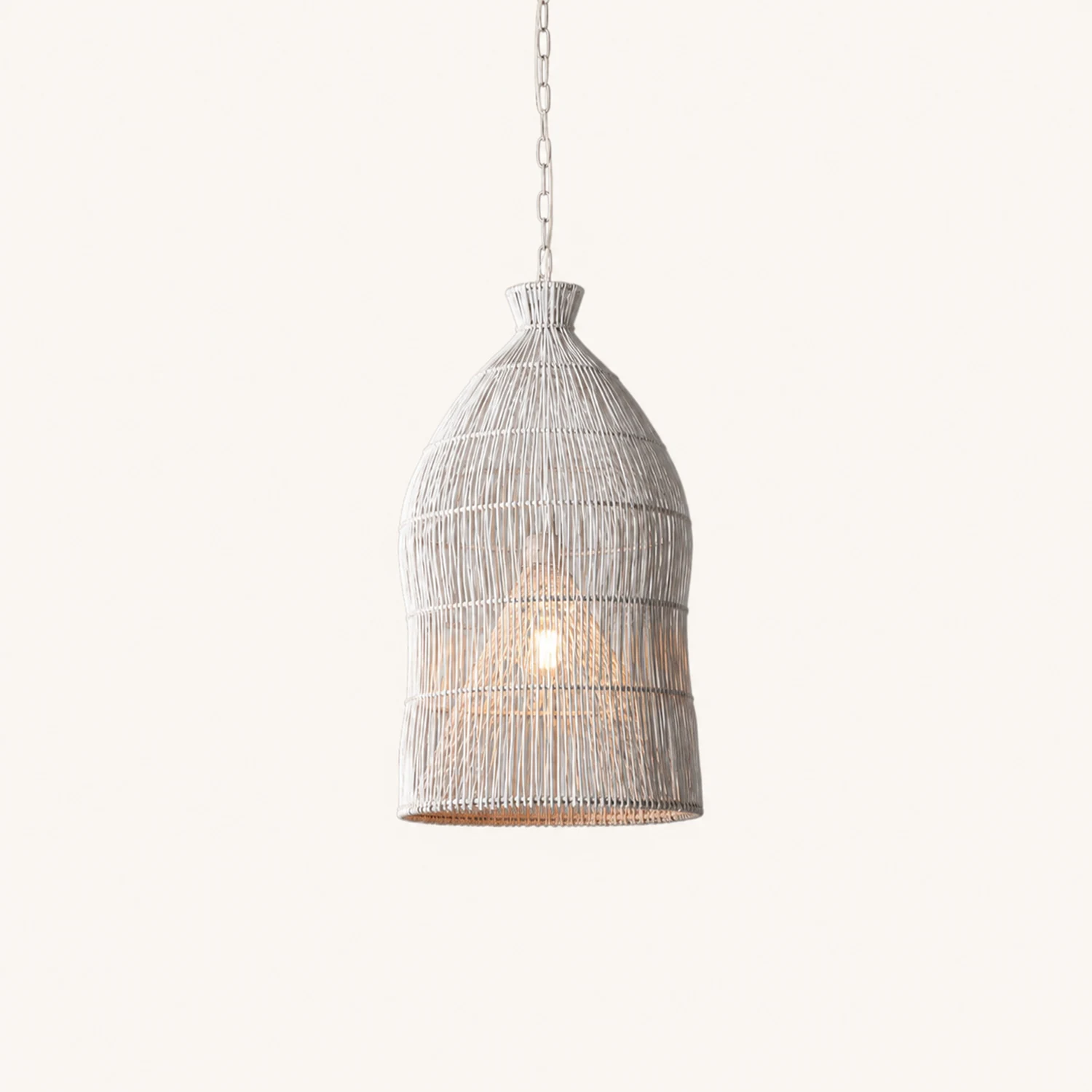 Muto Design Birdcage LED Pendant Light Black/White Metal/Rattan Bedroom/Living Room - Lumpaz