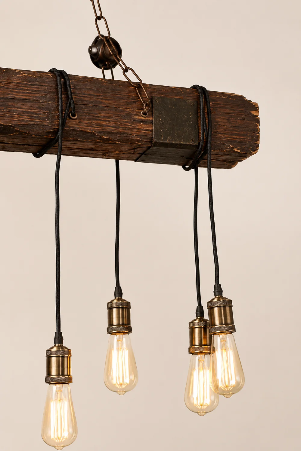 Alessio Linear Retro Wood Pendant Light, Bronze - Lumpaz