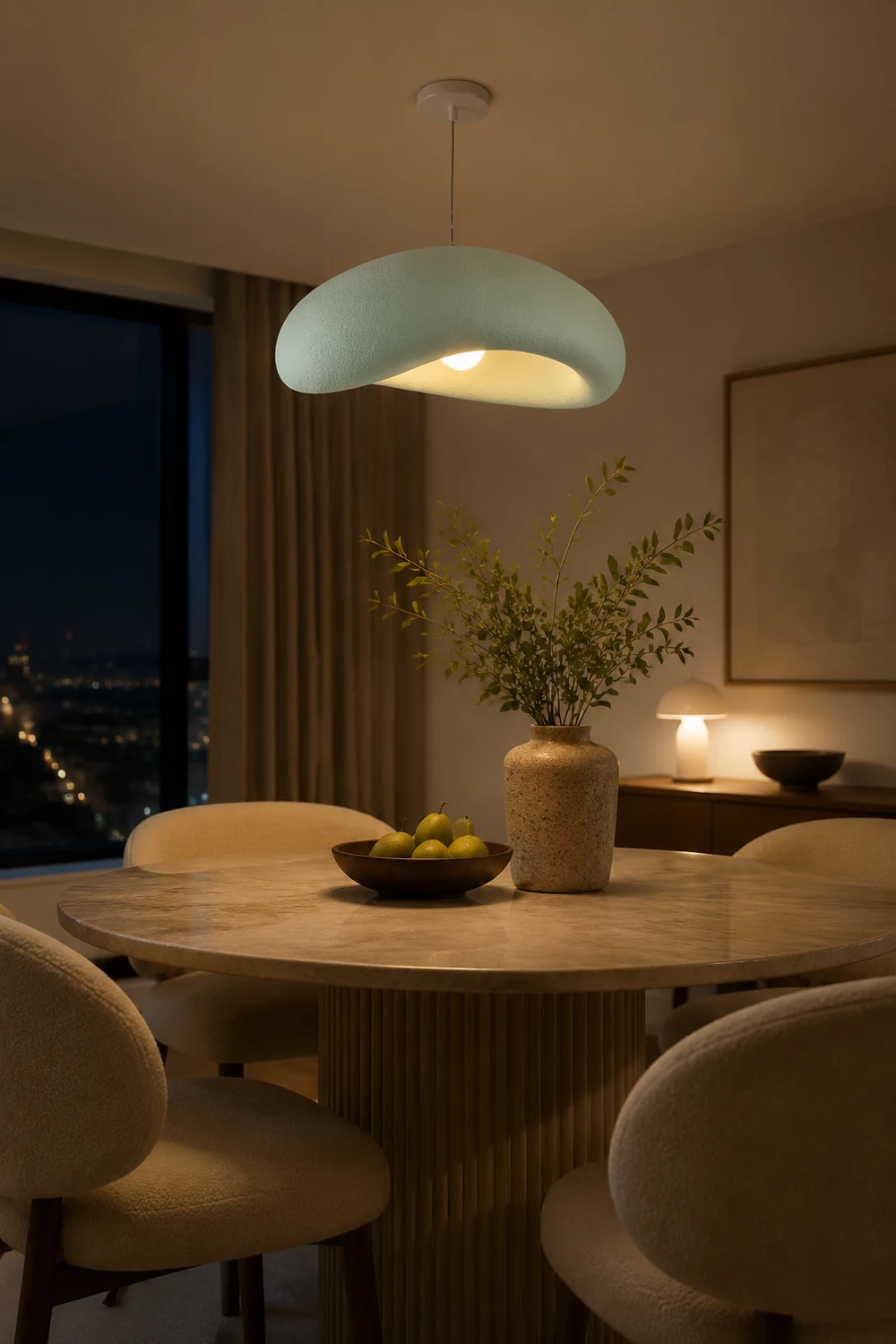 Byers Minimalist Cobblestone Shape Pendant Light, Blue/Gray - Lumpaz