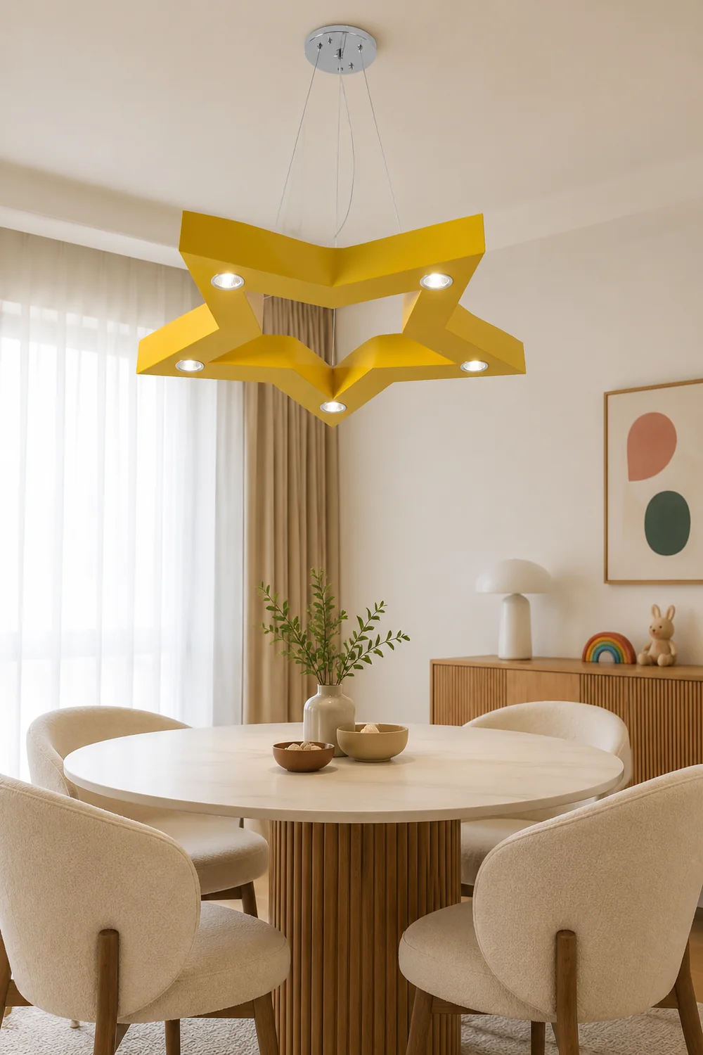 Minori Five-Pointed Star Colorful Metal Kids Pendant Light - Lumpaz