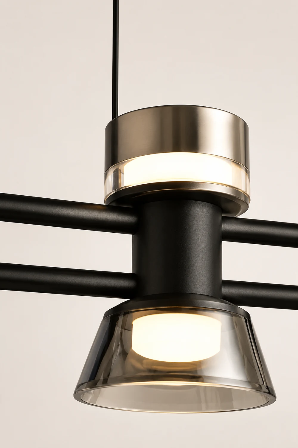 Evette Modern Linear Linear Metal Pendant Lamp, Black/Golden - Lumpaz