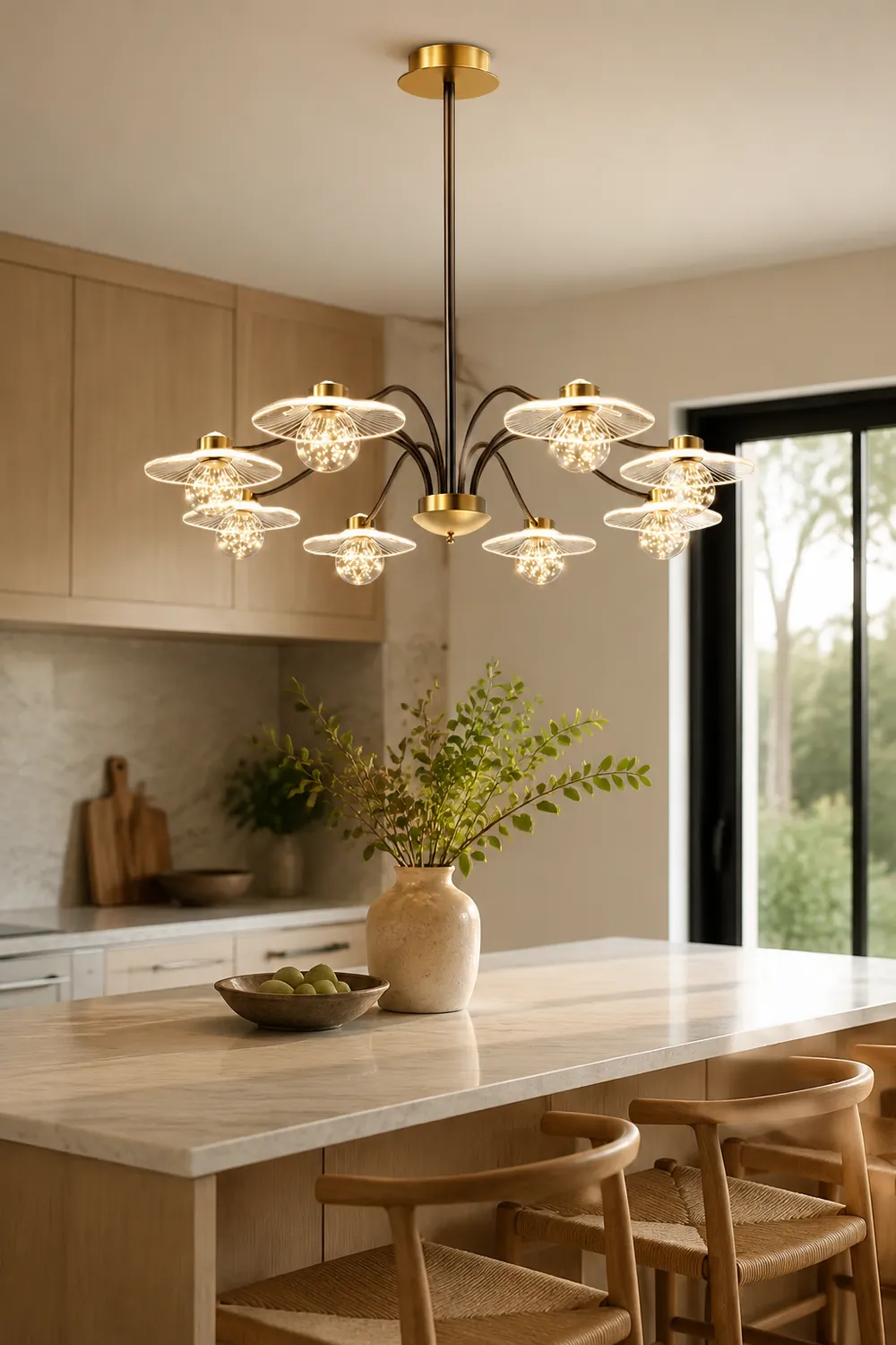 Carins Modern Blown Metal Pendant Light, Gold, Metal/Acrylic/Glass - Lumpaz