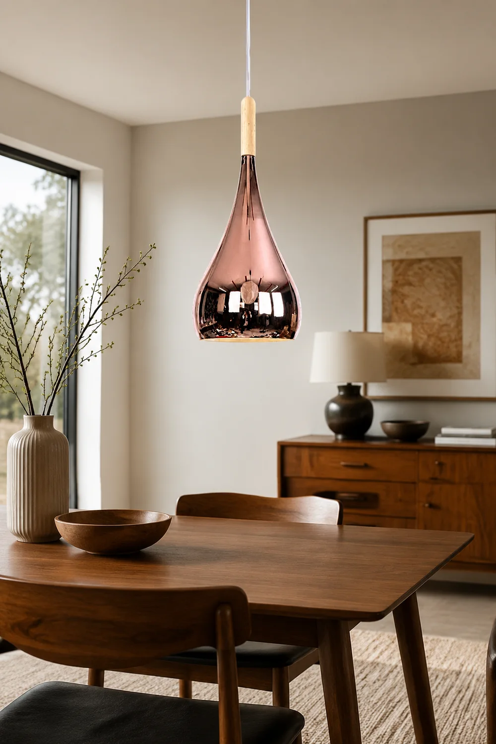 Avi Pendant Light Teardrop Modern, Metal, Rose Gold/Chrome, Kitchen Islands - Lumpaz