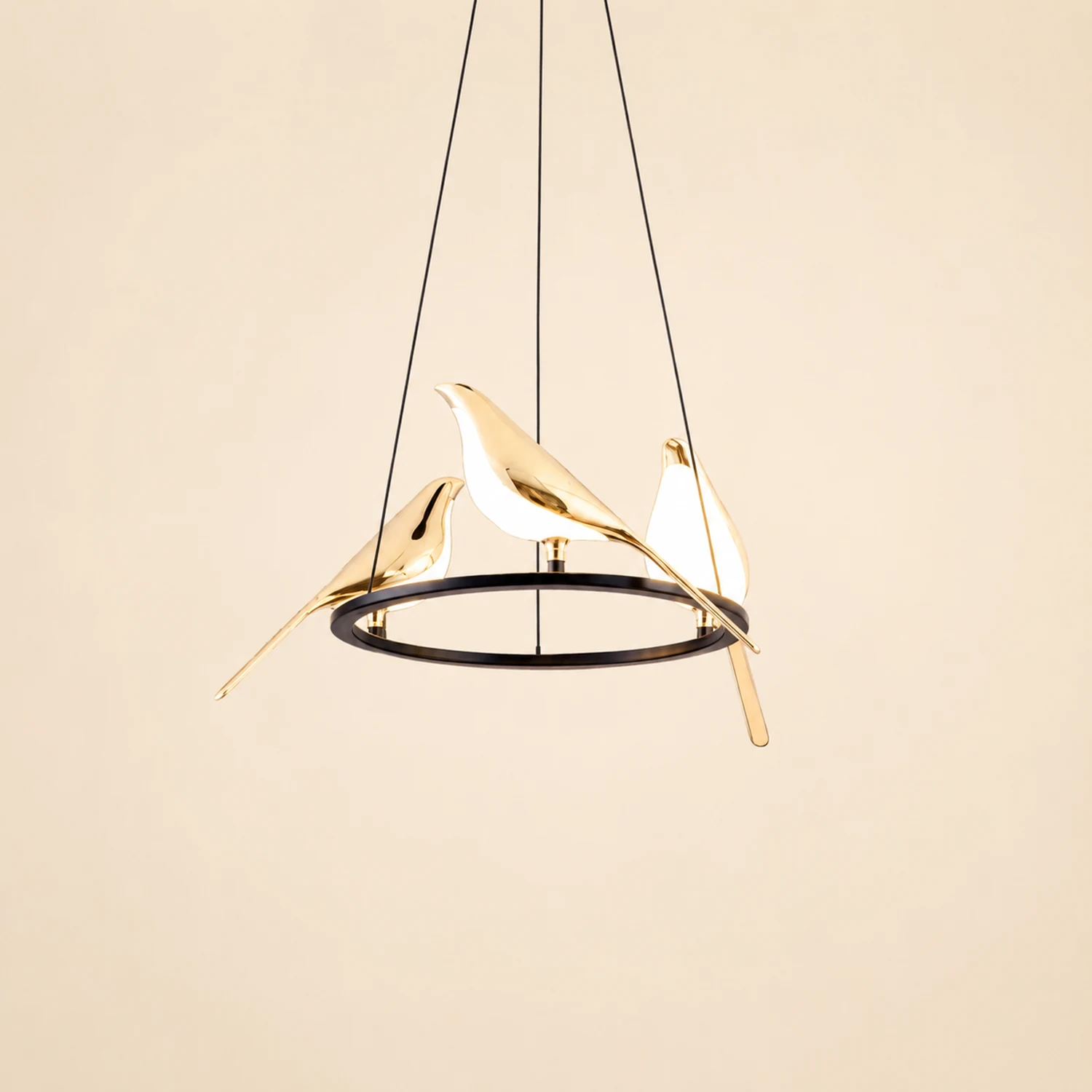 Alice Art Deco Modern Bird Pendant Light, 3/6/9 Heads, Gold - Lumpaz