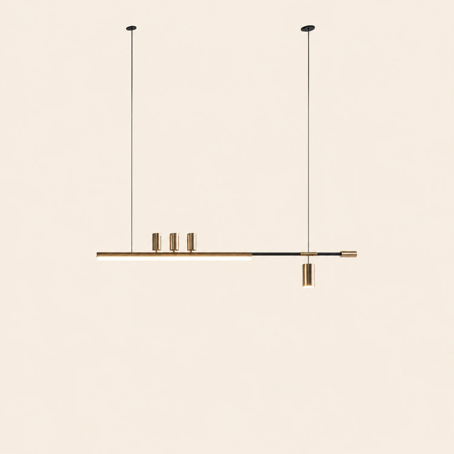 Edge Modern Minimalist Liner Metal/Acrylic Pendant Light, Gold/Black - Lumpaz