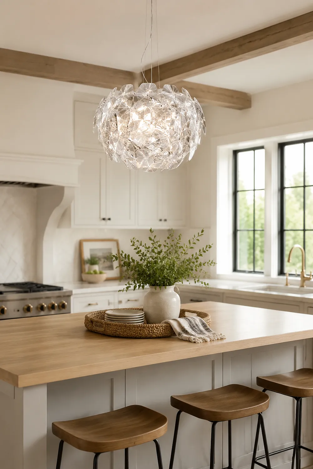 Bella Unique Diamond Flower Metal Pendant Light, Living Room - Lumpaz