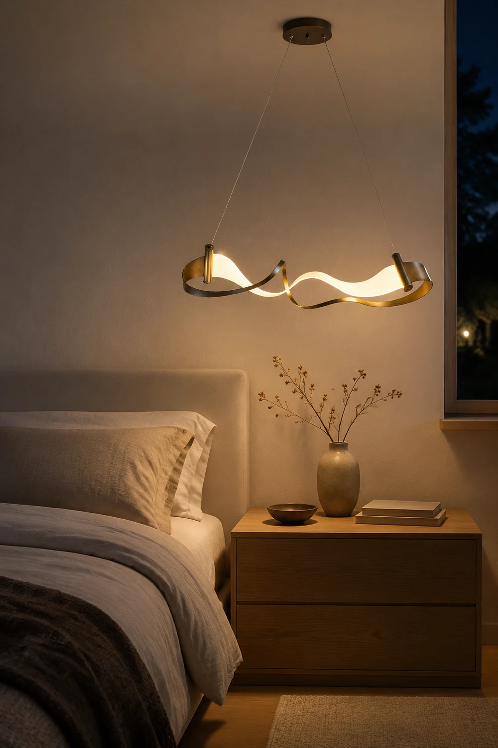 Metal Gold Pendant Light, Wavy Shape - Lumpaz
