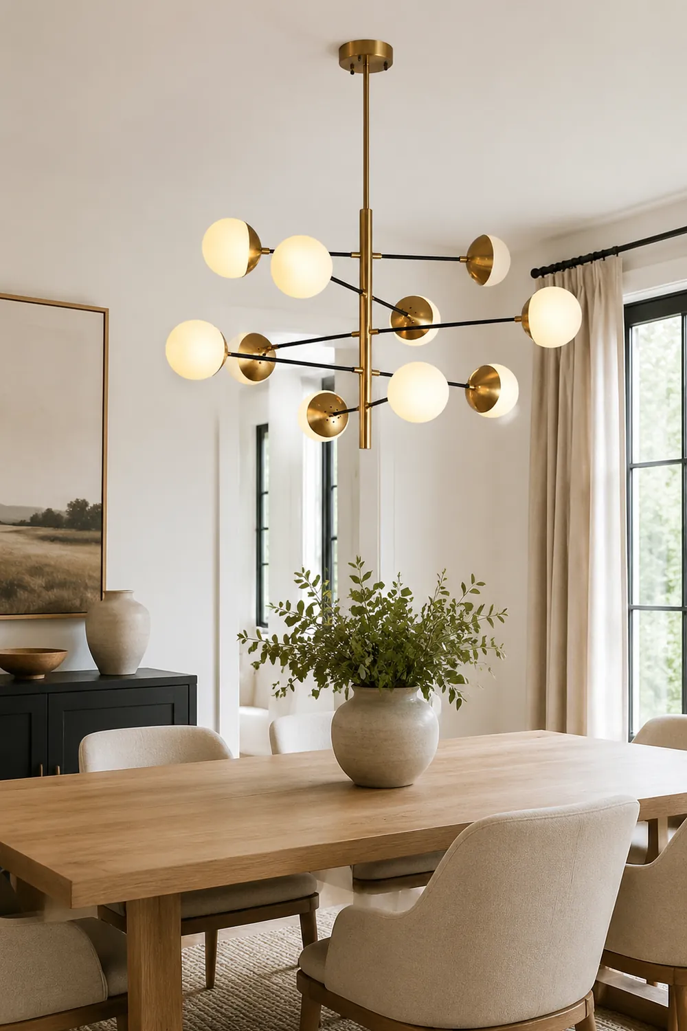 Valentina Nordic Multi Globe Metal/Glass Pendant Light, Gold - Lumpaz