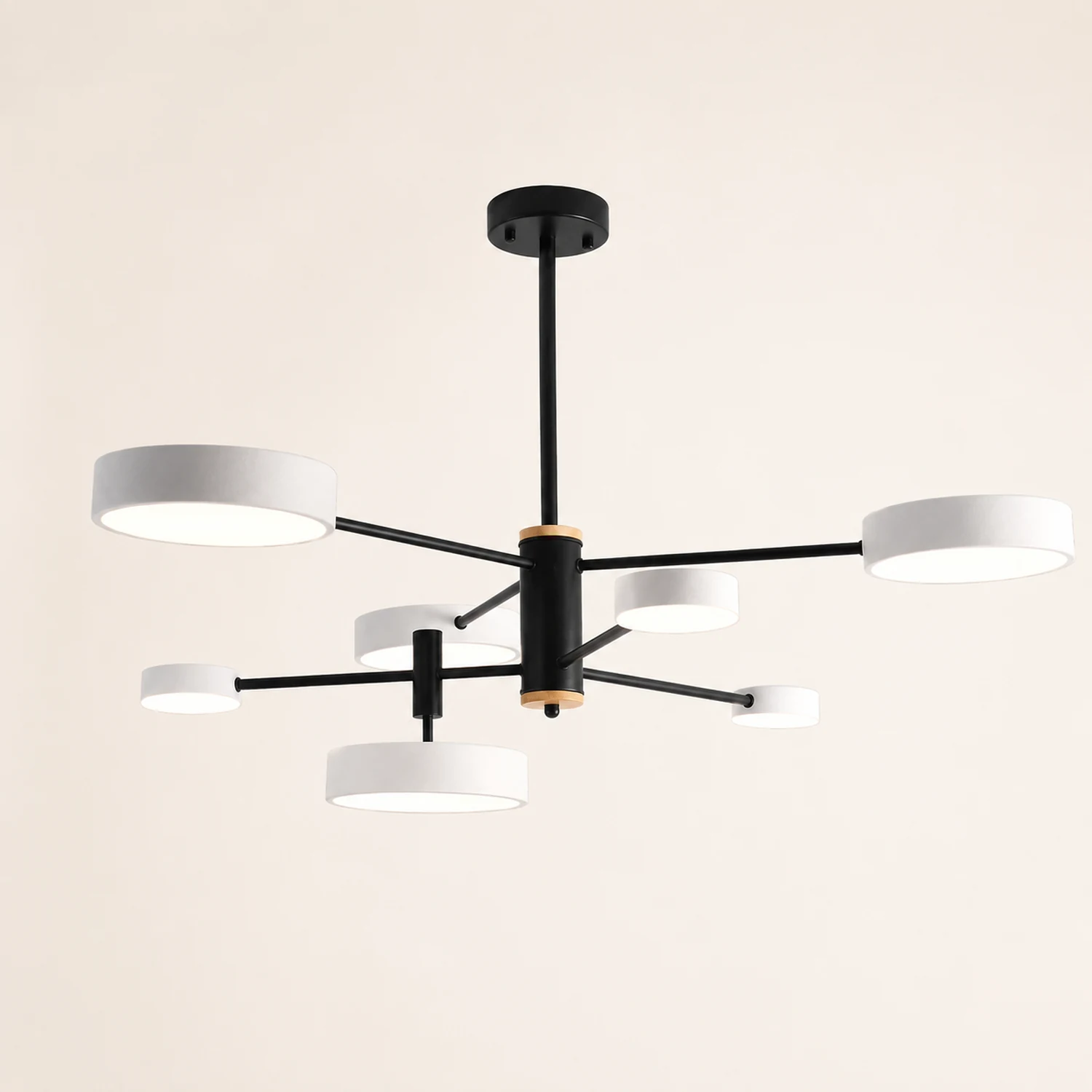 Sienna Pendant Light LED, Metal & Wood, Gray/White/Gold - Lumpaz