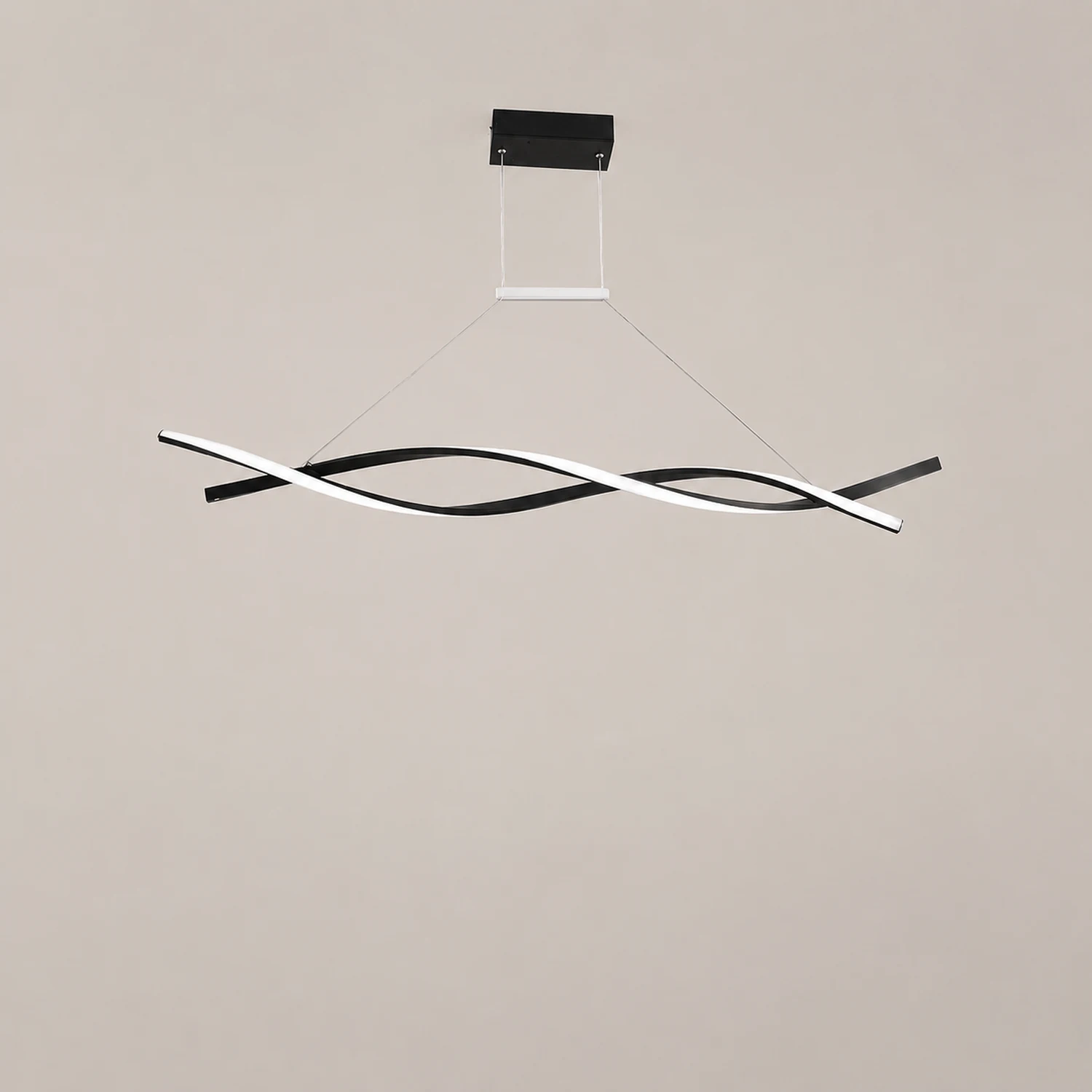 Modern Minimalist Nordic Cross-Curved Metal Pendant Light, Black/Gray - Lumpaz