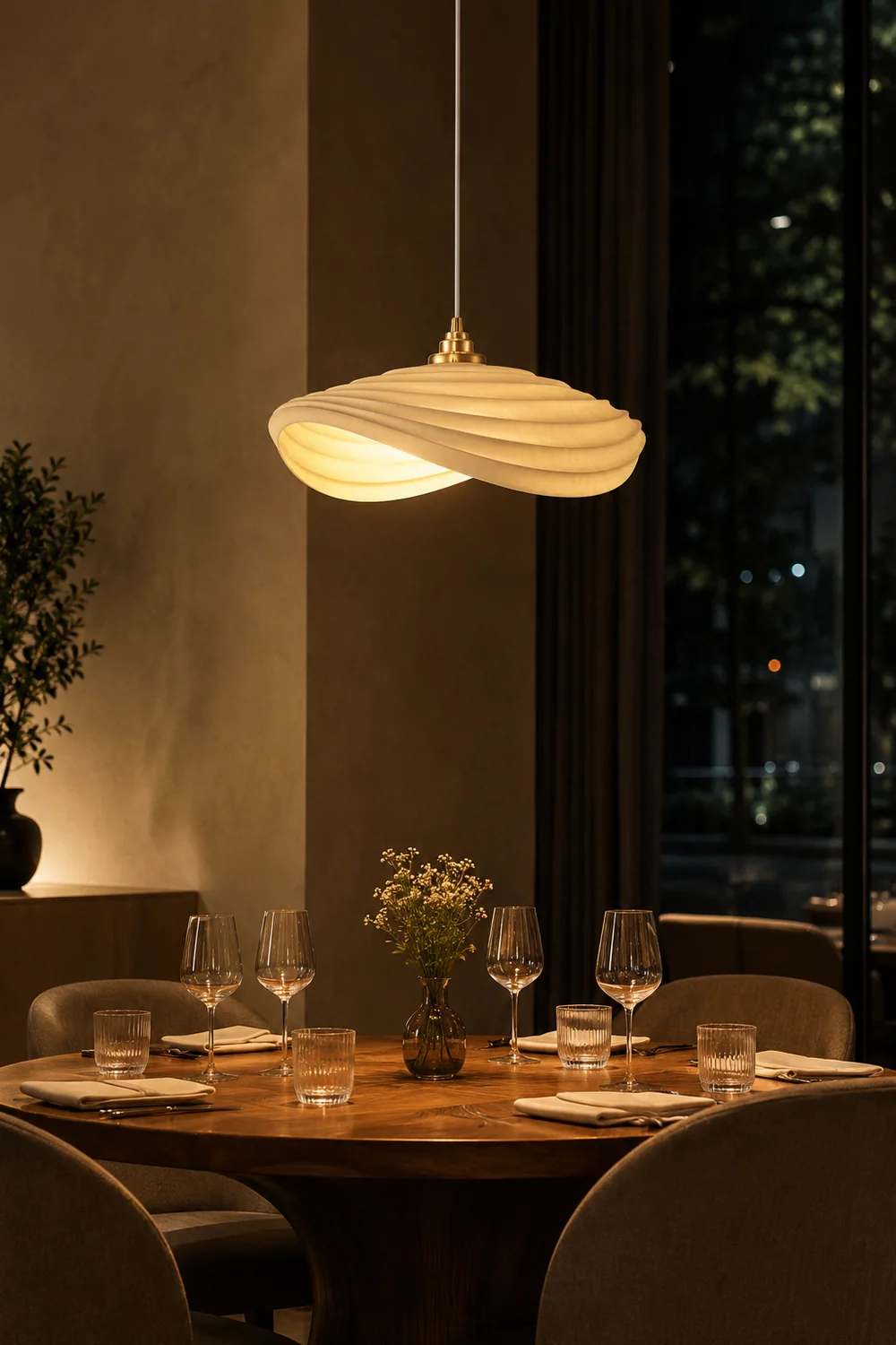 Renée Wabi-Sabi Minimalisme Ripple Pendant Light, Resin&Metal - Lumpaz