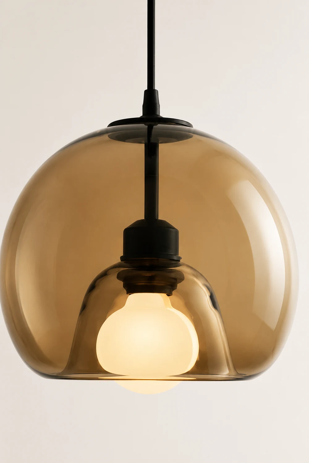 Hailie Modern Globe Glass Pendant Light, Amber/Smoky Gray - Lumpaz
