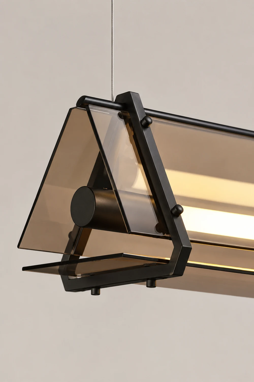 Edge Industrial Triangle Metal/Glass Pendant Light, Gold - Lumpaz