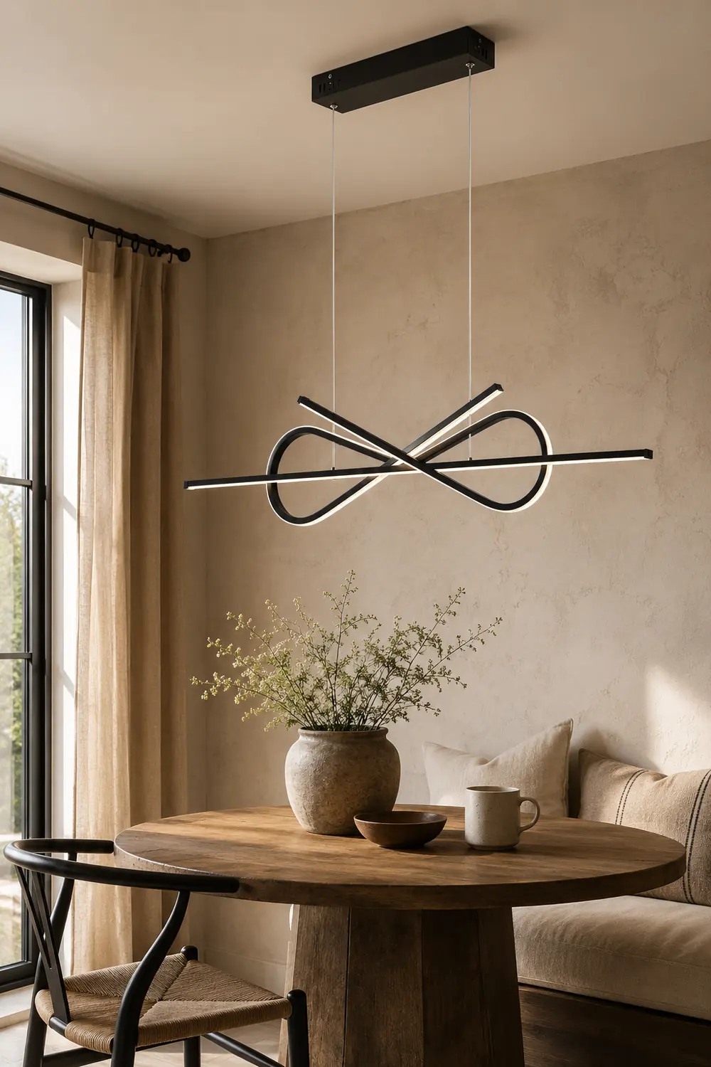 Bouvet Modern Minimalist Nordic Bow-tie Metal Pendant Light, White/Black - Lumpaz